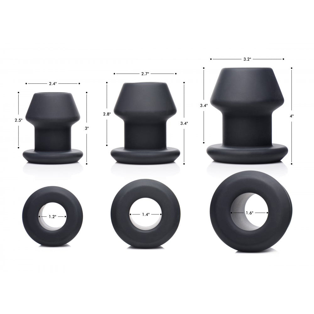 Juego de dilatadores anales de silicona huecos Gape-Grommets de 3 piezas