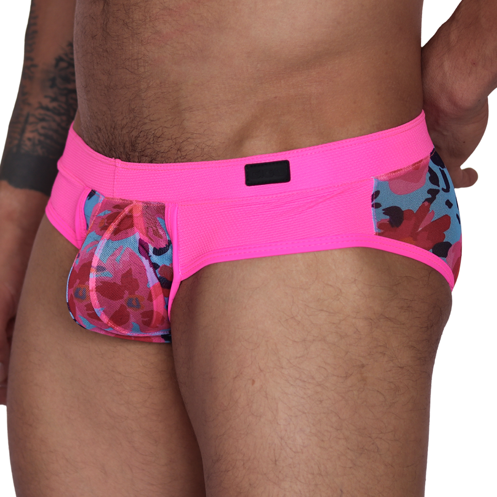 Garden Fuchsia Brief front view by Gigo Underwear