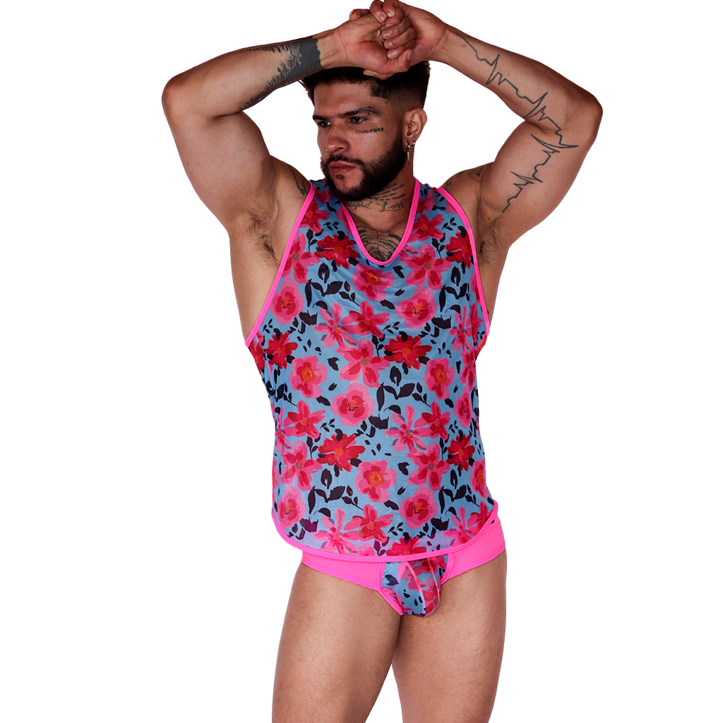 Garden Fuchsia Tank on model by Gigo Underwear