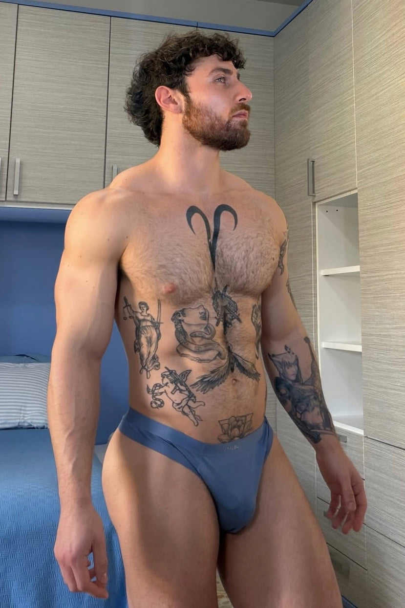 JJ Malibu Premium Modal Athletic Thong - Stahlblau