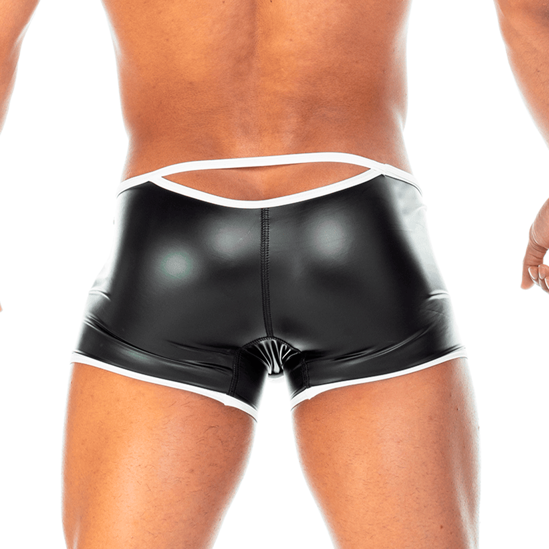2 FETICHE WHITE TRUNK - Sexy black leather underwear for men. Boxer for man