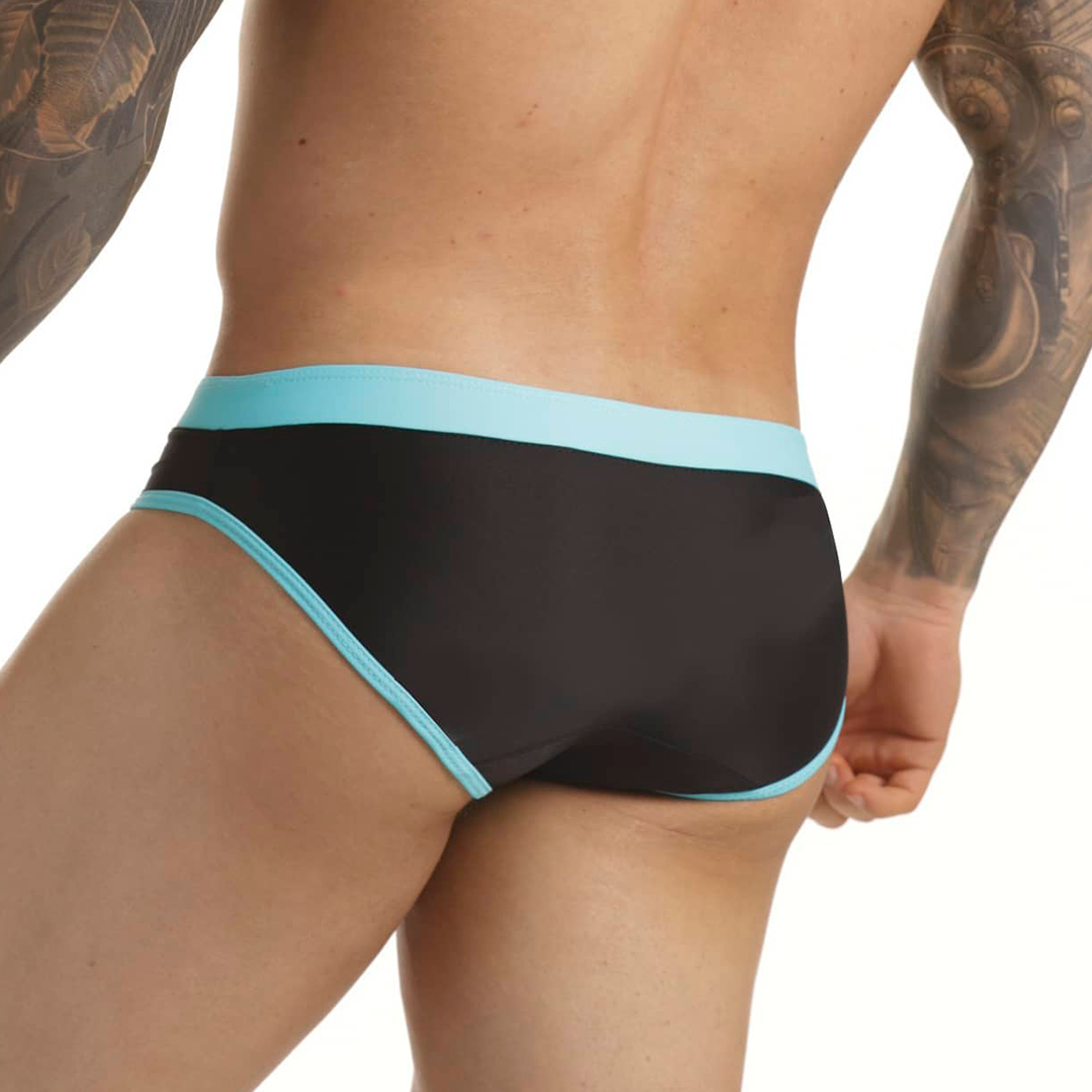 ACTIVE BLACK BLUE SWIM BRIEF - Black swimsuit for men