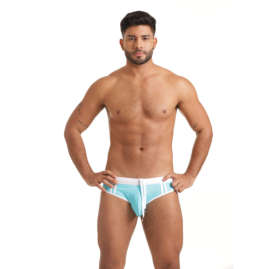 ACTIVE BLUE WHITE SWIM BRIEF - Black swimsuit for men