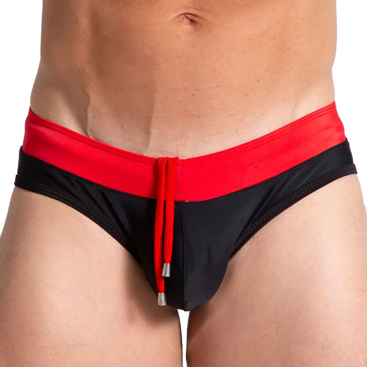 ALFA BLACK RED SWIM BRIEF - Black swimsuit for men