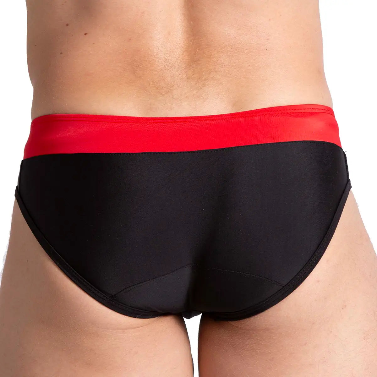 ALFA BLACK RED SWIM BRIEF - Black swimsuit for men