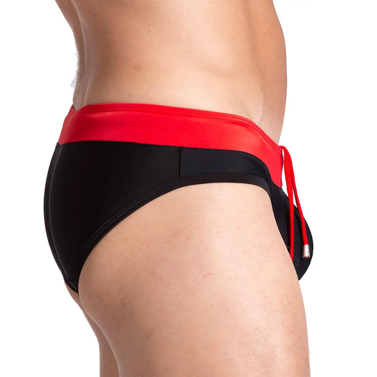 ALFA BLACK RED SWIM BRIEF - Black swimsuit for men