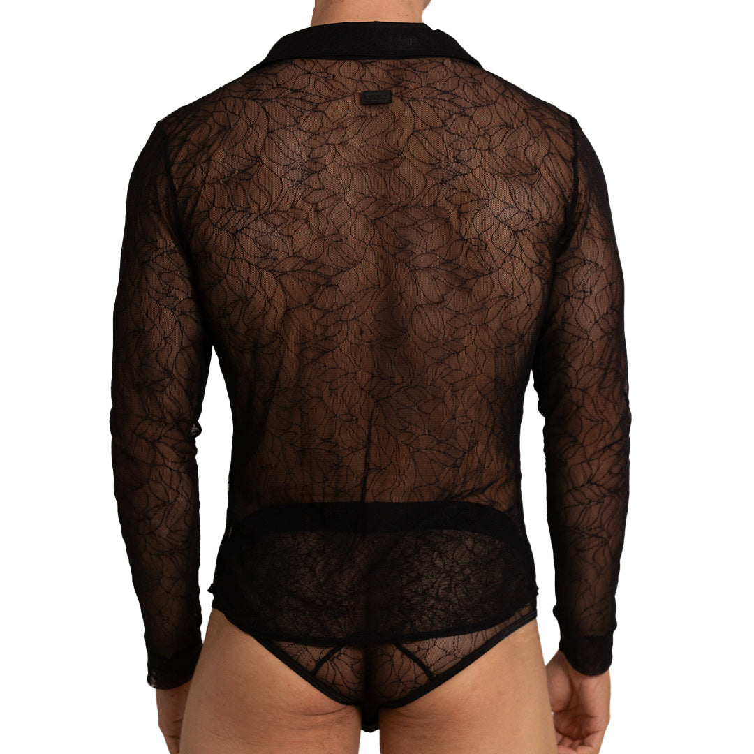 AMAZONIA SHIRT - Men's Black Lace Shirt, Guayabera Shirt, Beach Shirt, Beach Shirt