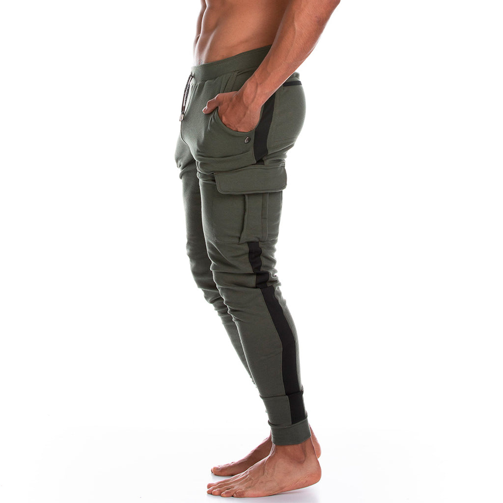ATLETA GREEN SPORTPANTS - Men's military green sport trousers 
