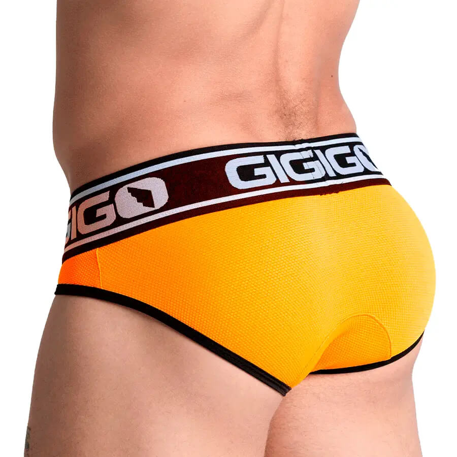 AUDACY ORANGE BRIEF - Men's orange underwear, sexy men's jockstrap with cup for enhancement