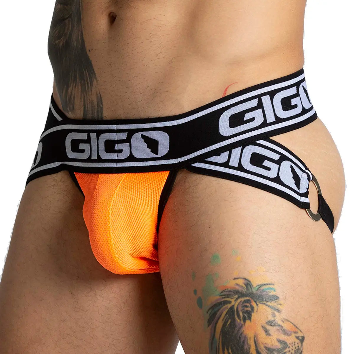 AUDACY ORANGE JOCK - Men's orange underwear, sexy men's jockstrap with cup for enhancement