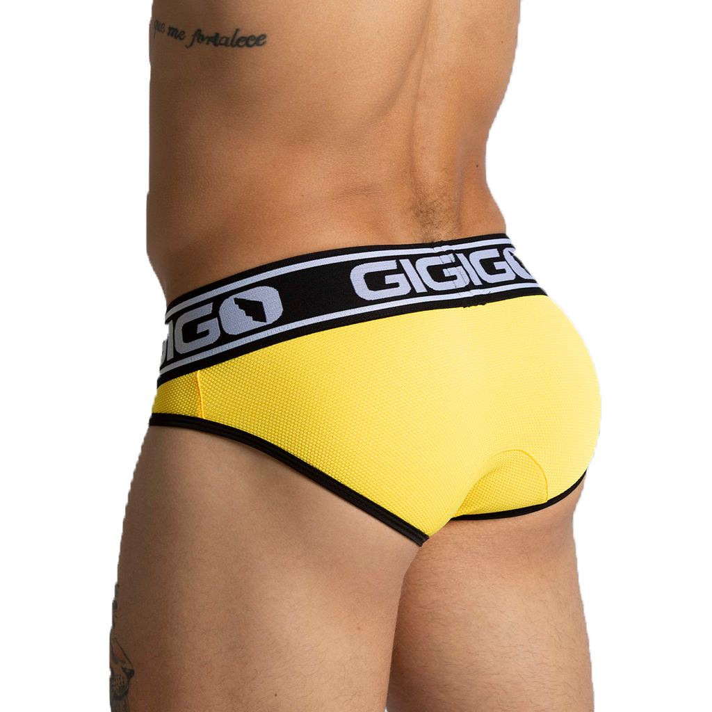 AUDACY YELLOW BRIEF - Men's yellow underwear with cup that allows for enhancement
