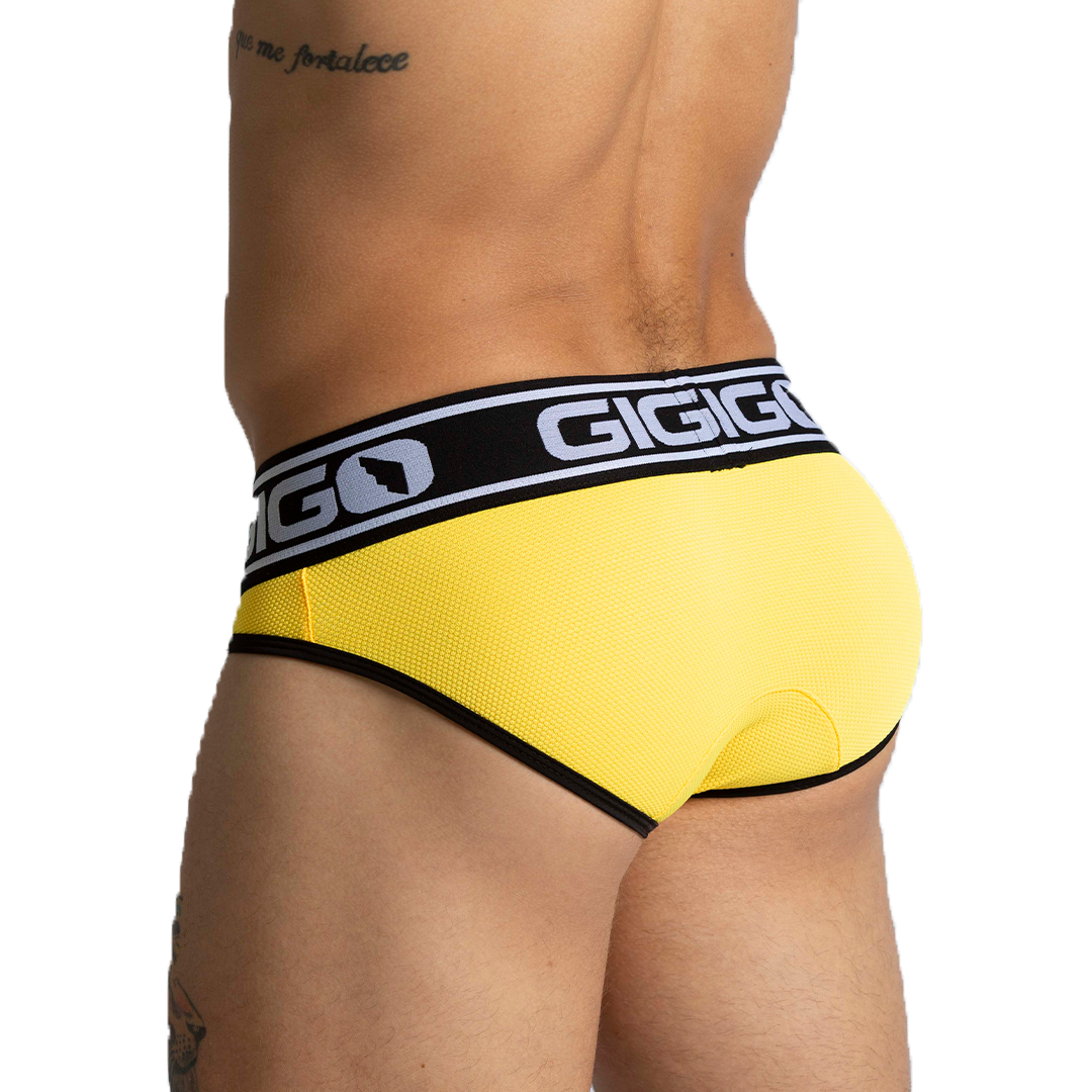 AUDACY YELLOW BRIEF - Men's yellow underwear with cup that allows for enhancement