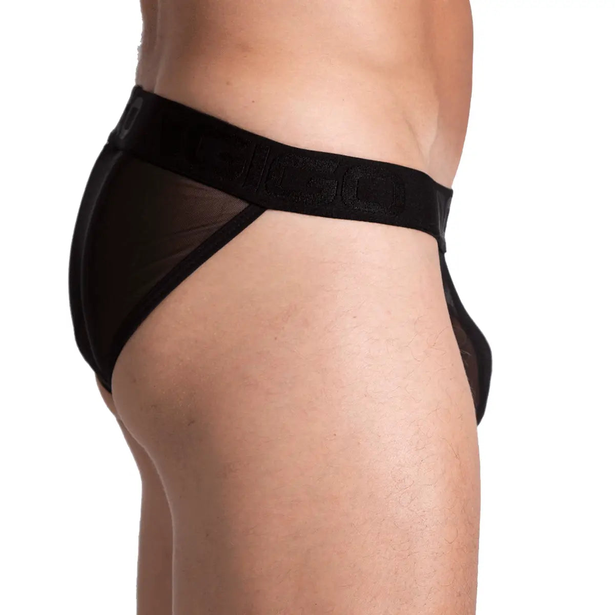 BAHIA BLACK BRIEF - Men's underwear in black mesh with cup that allows for enhancement