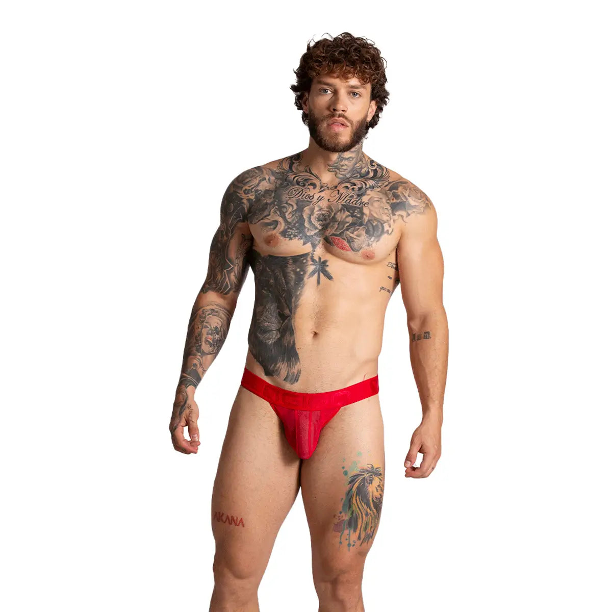 BAHIA RED BRIEF - Men's underwear in red mesh with cup that allows for enhancement