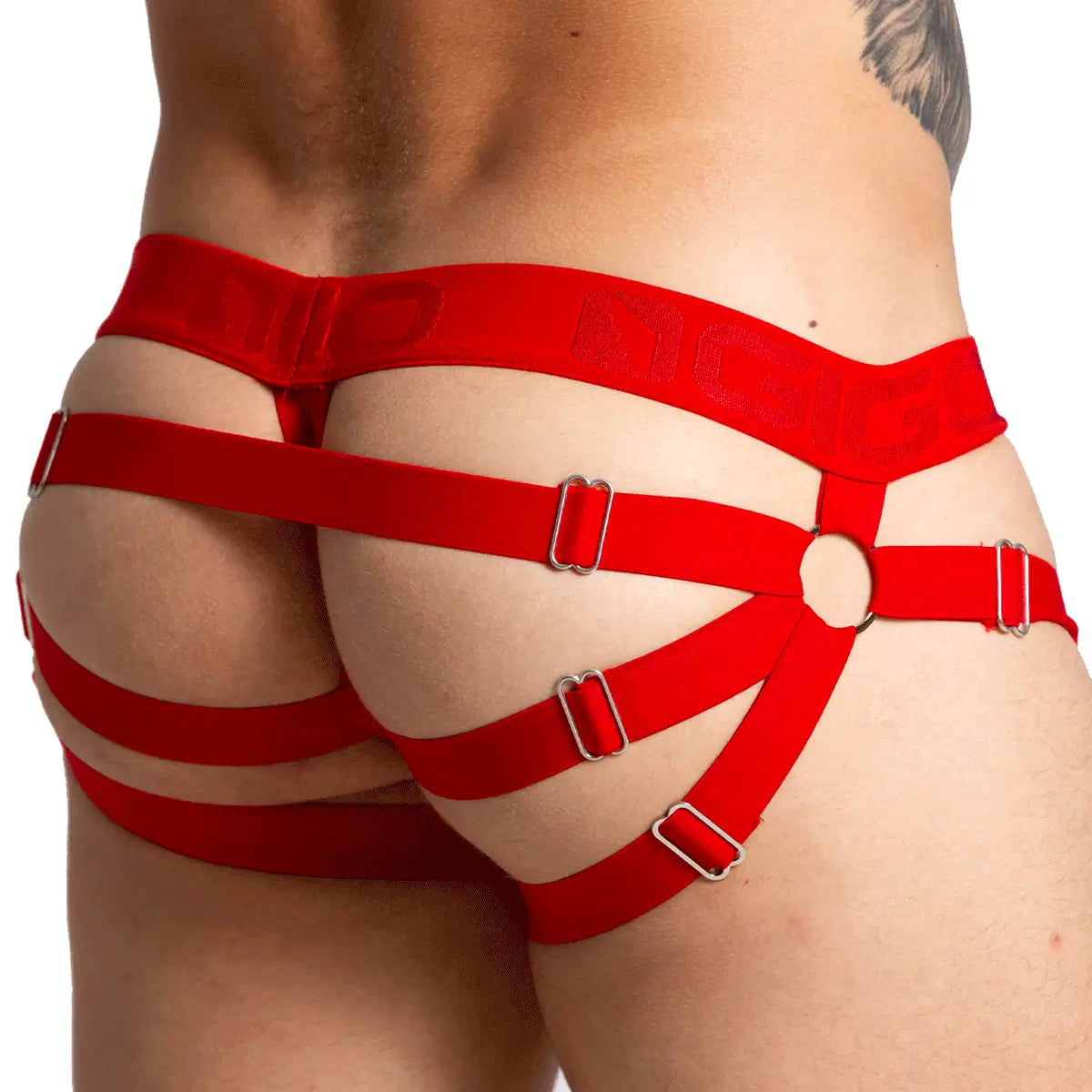 BAHIA RED JOCK - Men's underwear in red mesh, sexy men's jockstrap with cup for enhancement