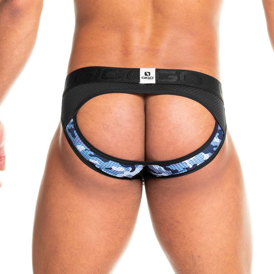 CAMO BLACK BRIEF JOCKSTRAP - Men's camouflage jockstrap