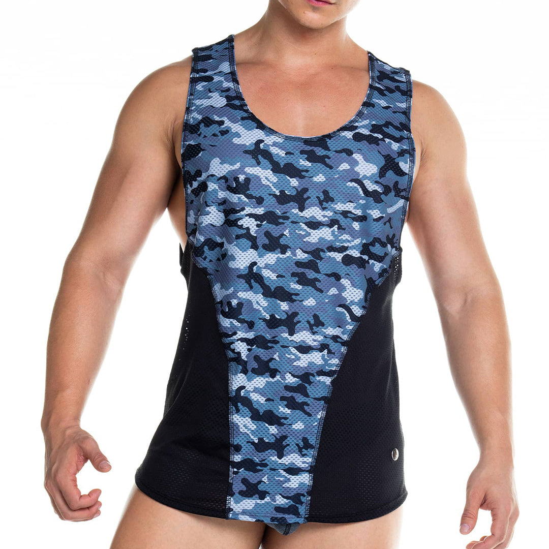 CAMO BLACK TANK - Sexy camouflage printed t-shirt for men, sleeveless t-shirt