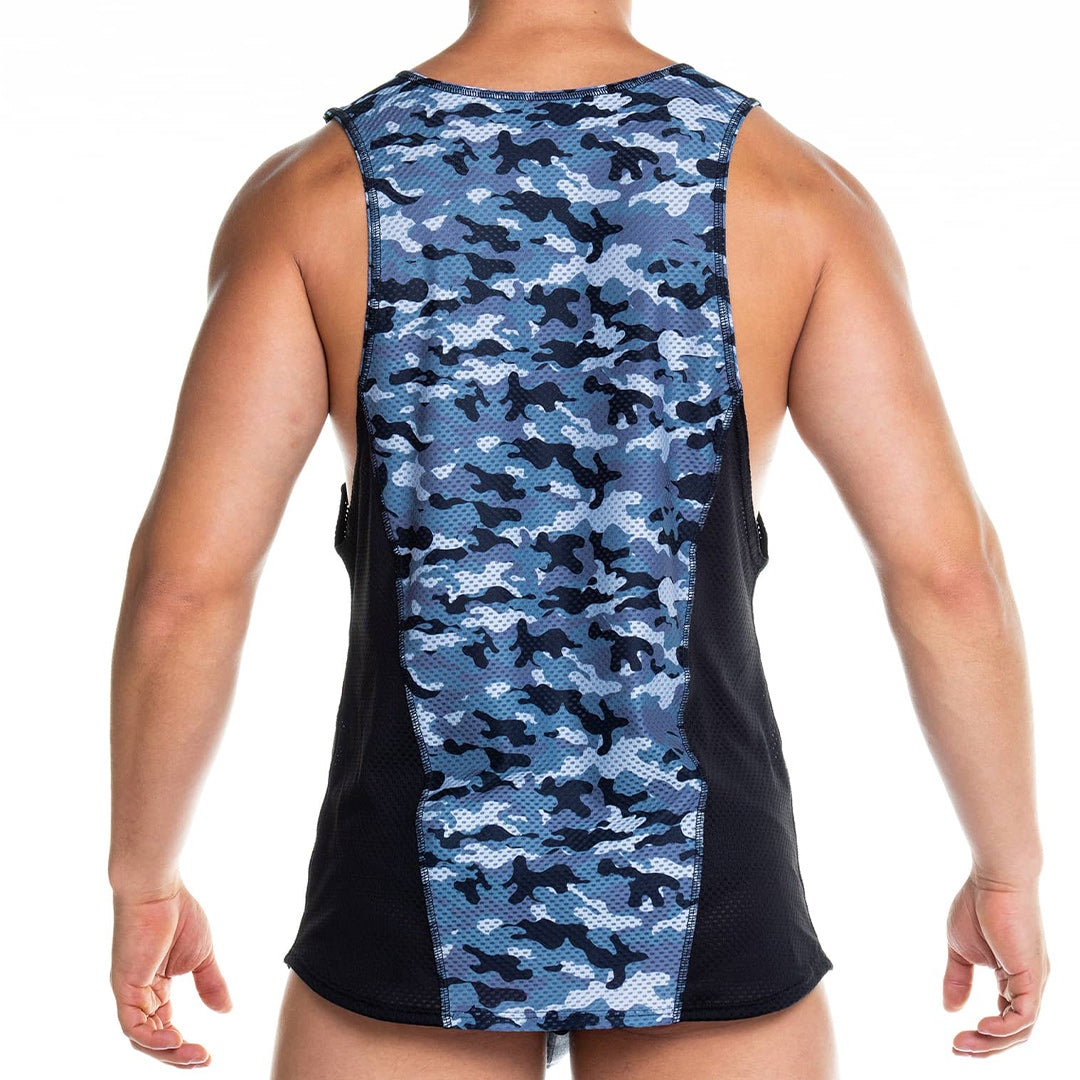 CAMO BLACK TANK - Sexy camouflage printed t-shirt for men, sleeveless t-shirt