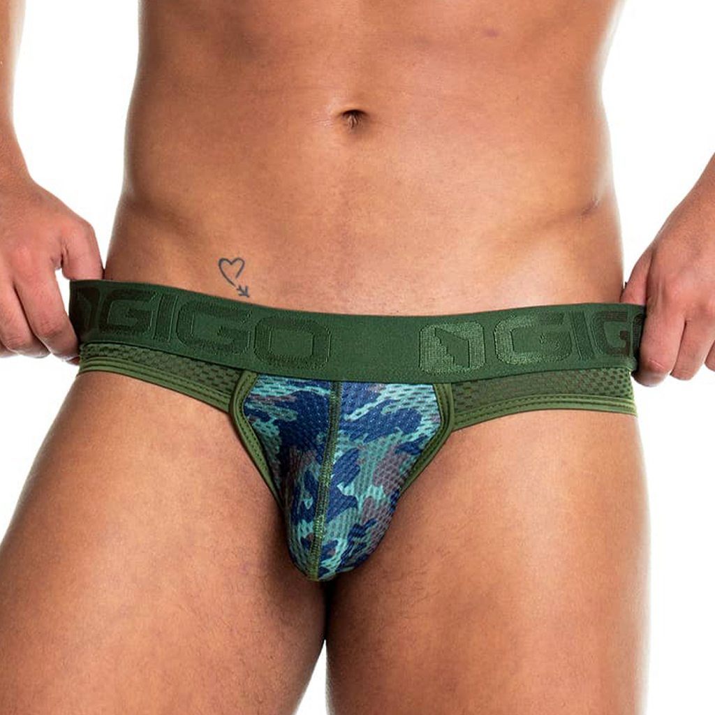 CAMO GREEN BRIEF JOCKSTRAP - Men's camouflage jockstrap