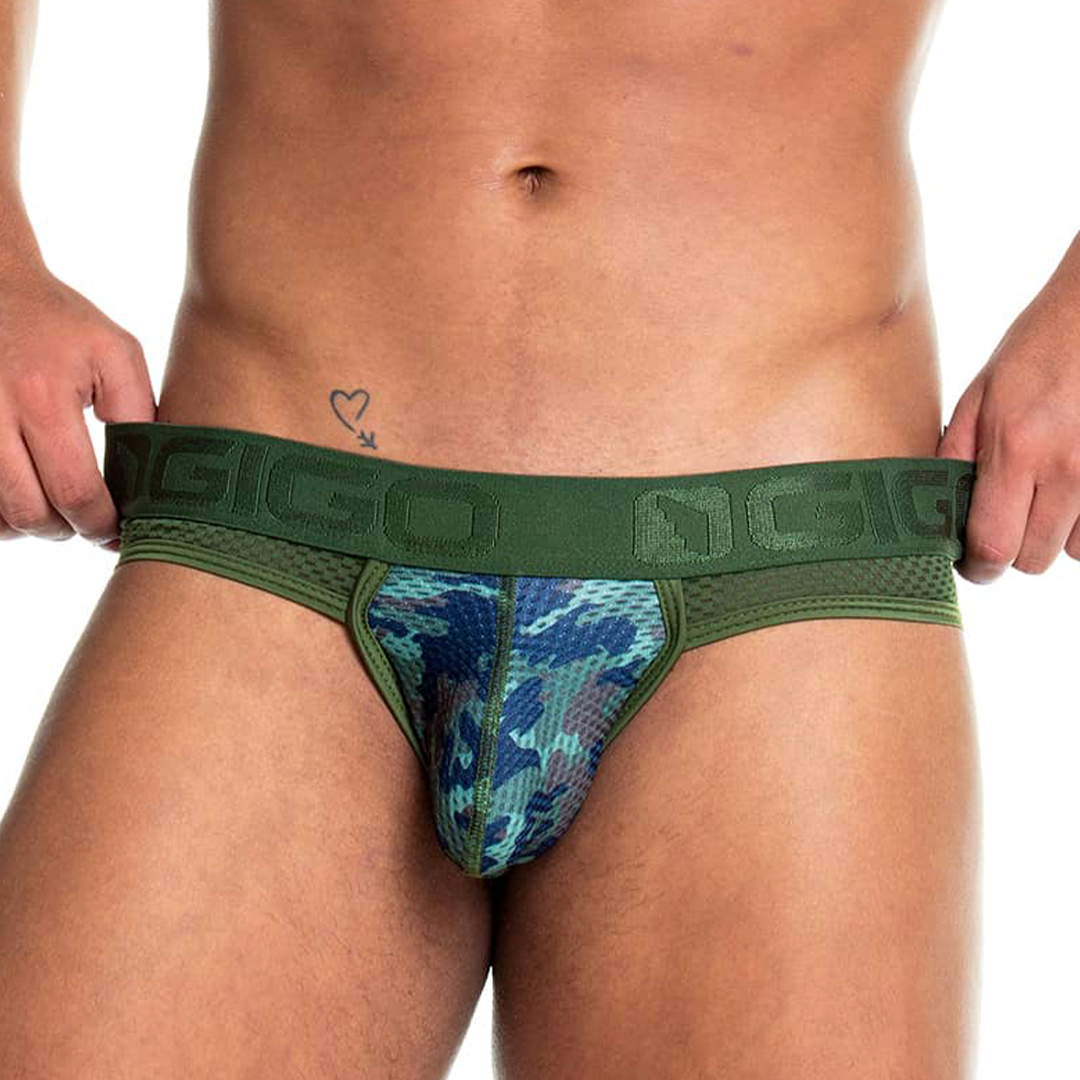 CAMO GREEN BRIEF JOCKSTRAP - Men's camouflage jockstrap