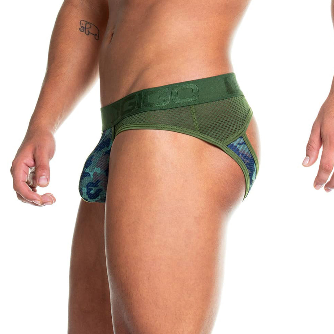 CAMO GREEN BRIEF JOCKSTRAP - Men's camouflage jockstrap