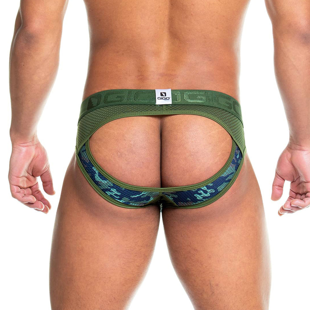 CAMO GREEN BRIEF JOCKSTRAP - Men's camouflage jockstrap