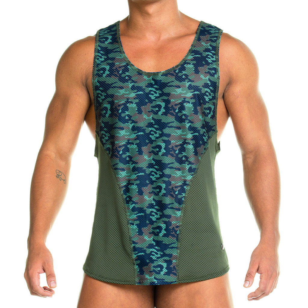 CAMO GREEN TANK - Sexy camouflage printed t-shirt for men, sleeveless t-shirt
