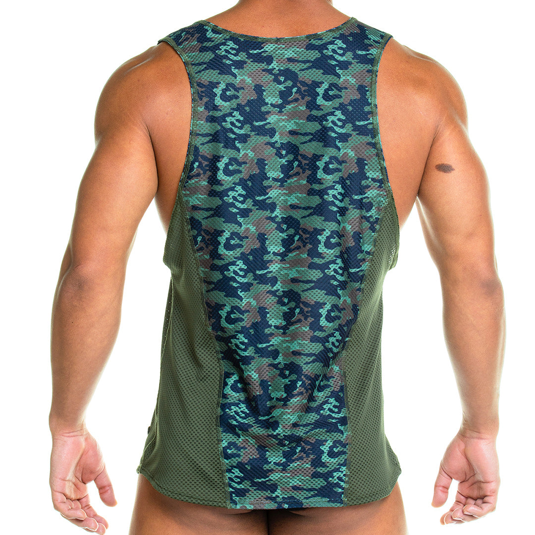 CAMO GREEN TANK - Sexy camouflage printed t-shirt for men, sleeveless t-shirt