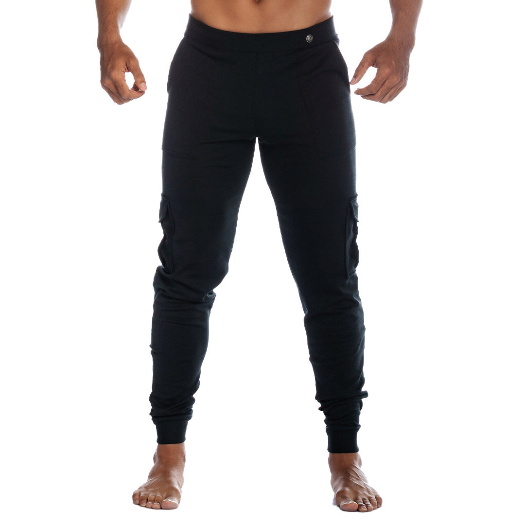 CARGO BLACK SPORTPANTS - Black shorts for men