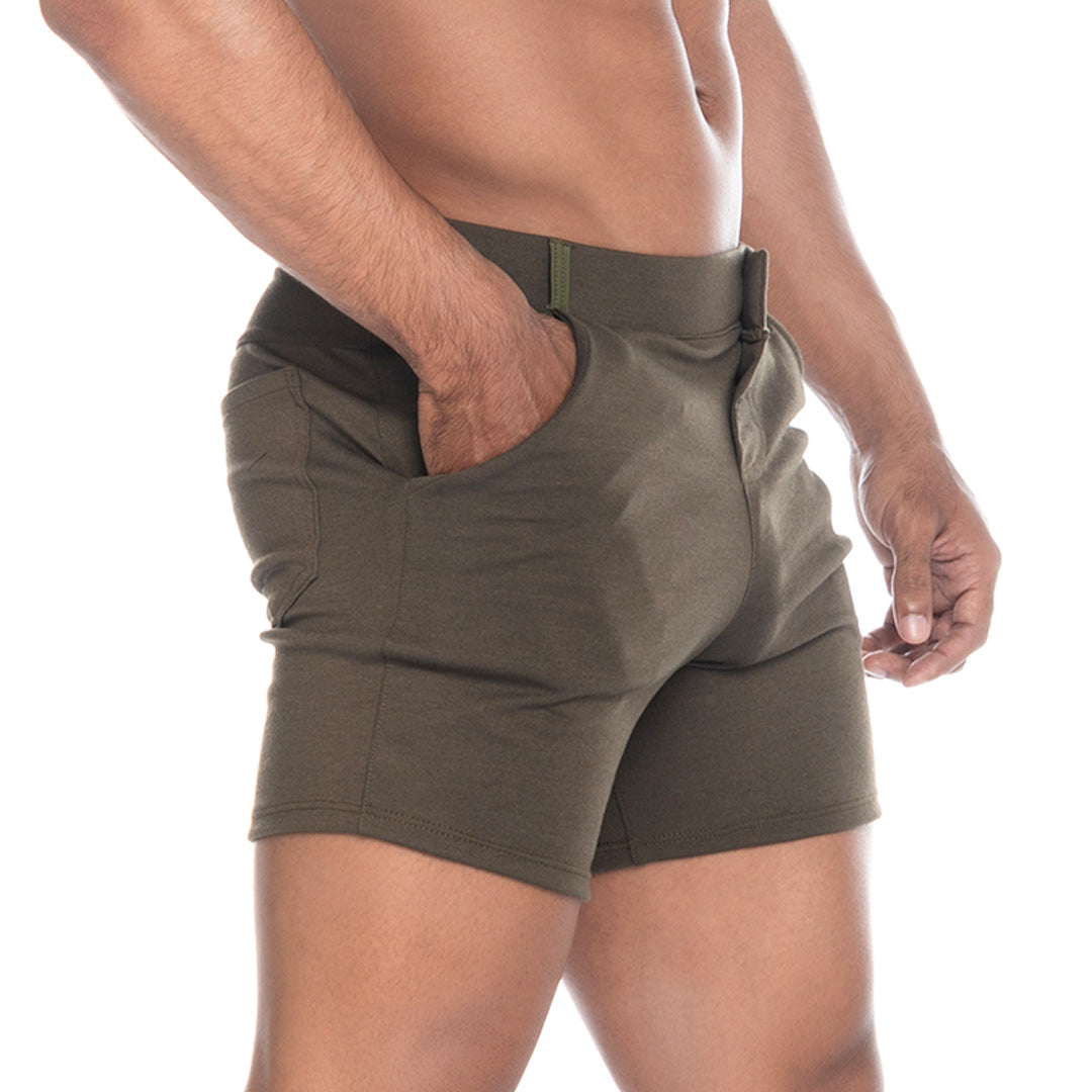 CARGO GREEN SHORT - Men's military green shorts