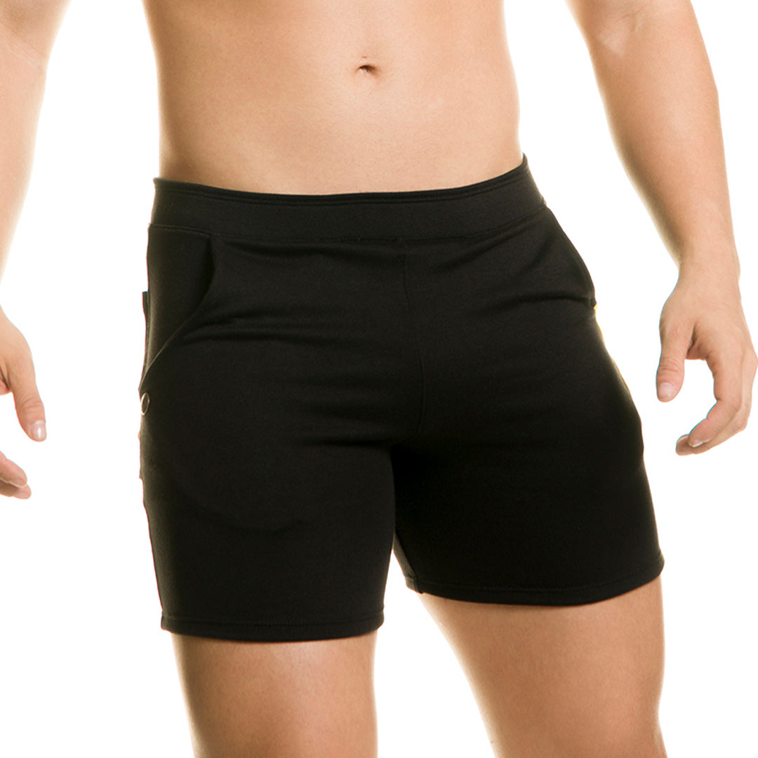 CHARI BLACK SHORT - Men's black sport shorts