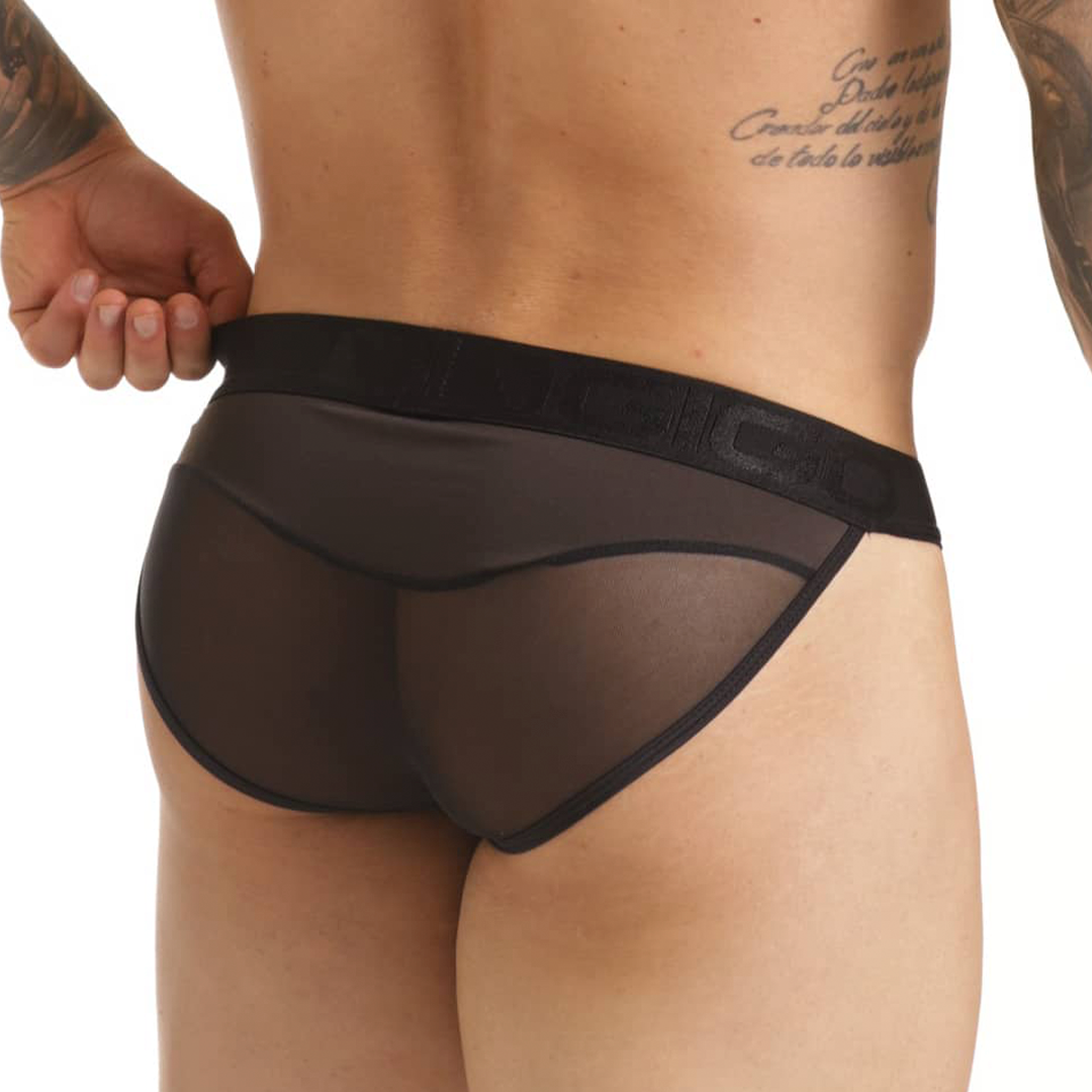 CLANDESTINE BRIEF - Black mesh underwear for men