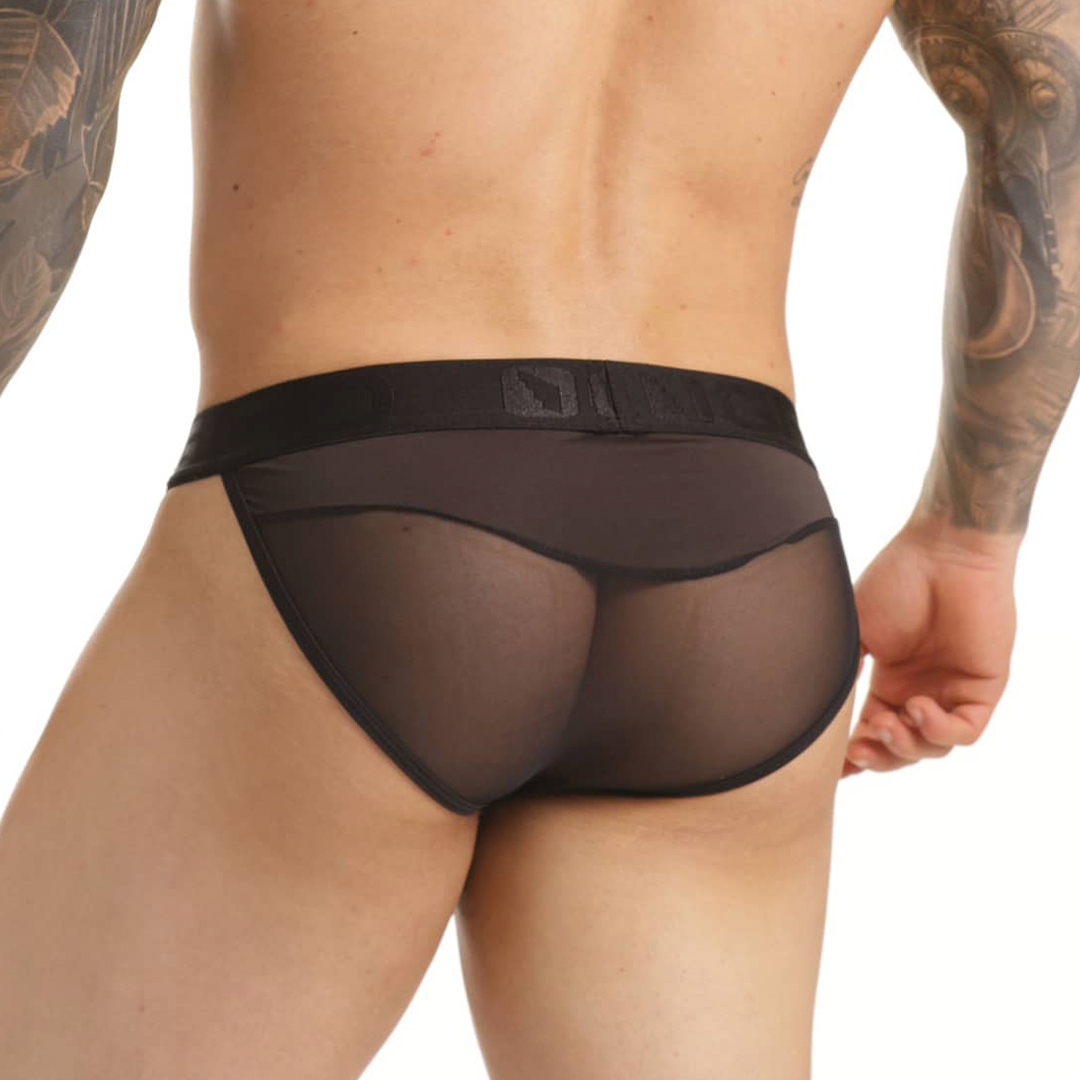 CLANDESTINE BRIEF - Black mesh underwear for men