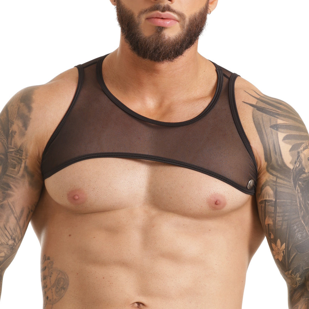 CLANDESTINE HARNESS - Sexy harness in black mesh for men