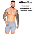 Light blue men’s gigo classic forever gray shorts with button closure and belt loops for casual wear