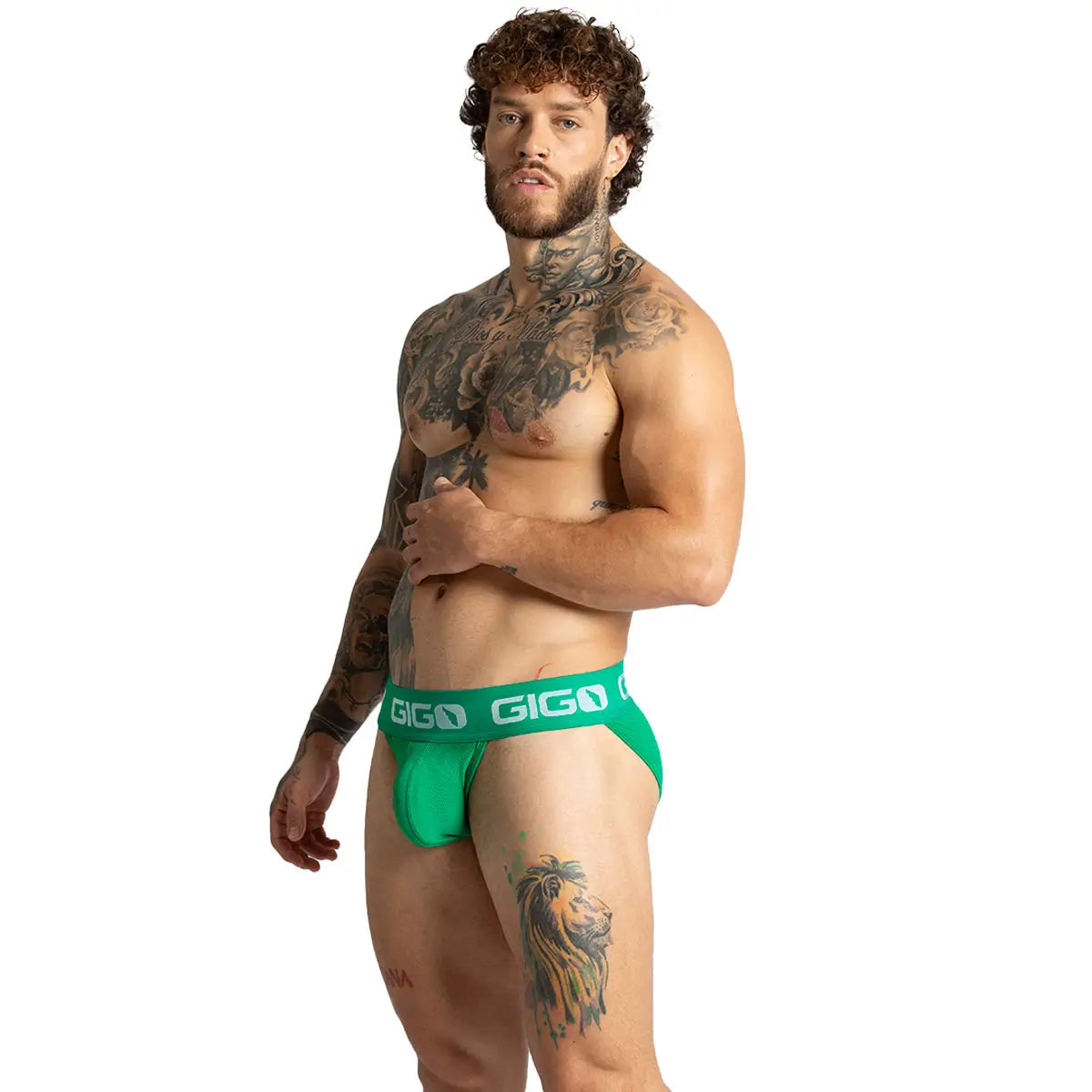 COLORS GREEN BRIEF - Men's green underwear with cup that allows for enhancement