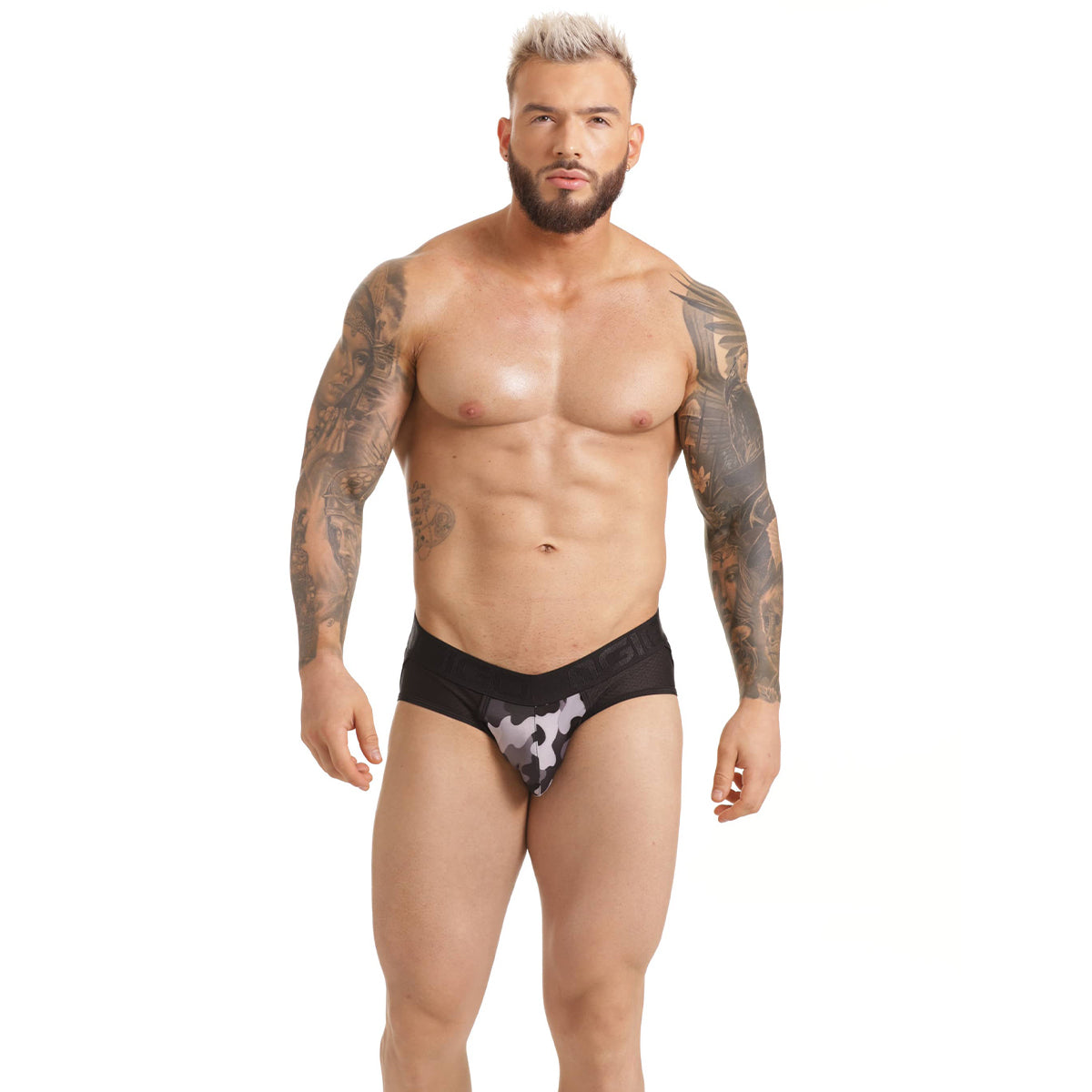 COMBAT GRAY BRIEF JOCKSTRAP - Camouflage print men's underwear, sexy jockstrap for men