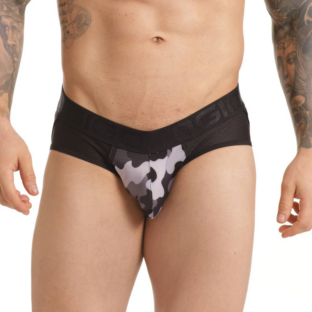 COMBAT GRAY BRIEF JOCKSTRAP - Camouflage print men's underwear, sexy jockstrap for men