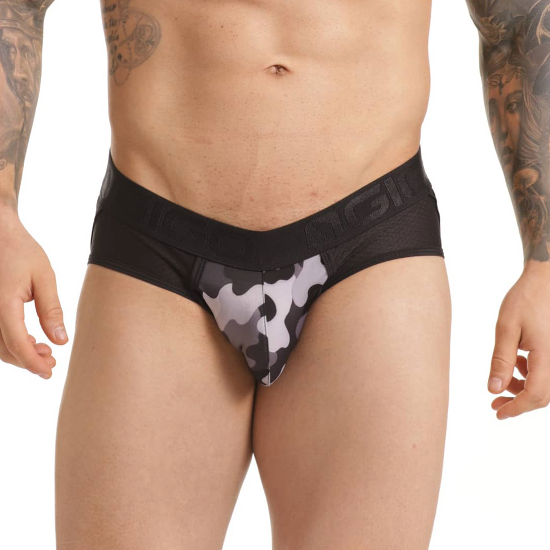 COMBAT GRAY BRIEF JOCKSTRAP - Camouflage print men's underwear, sexy jockstrap for men