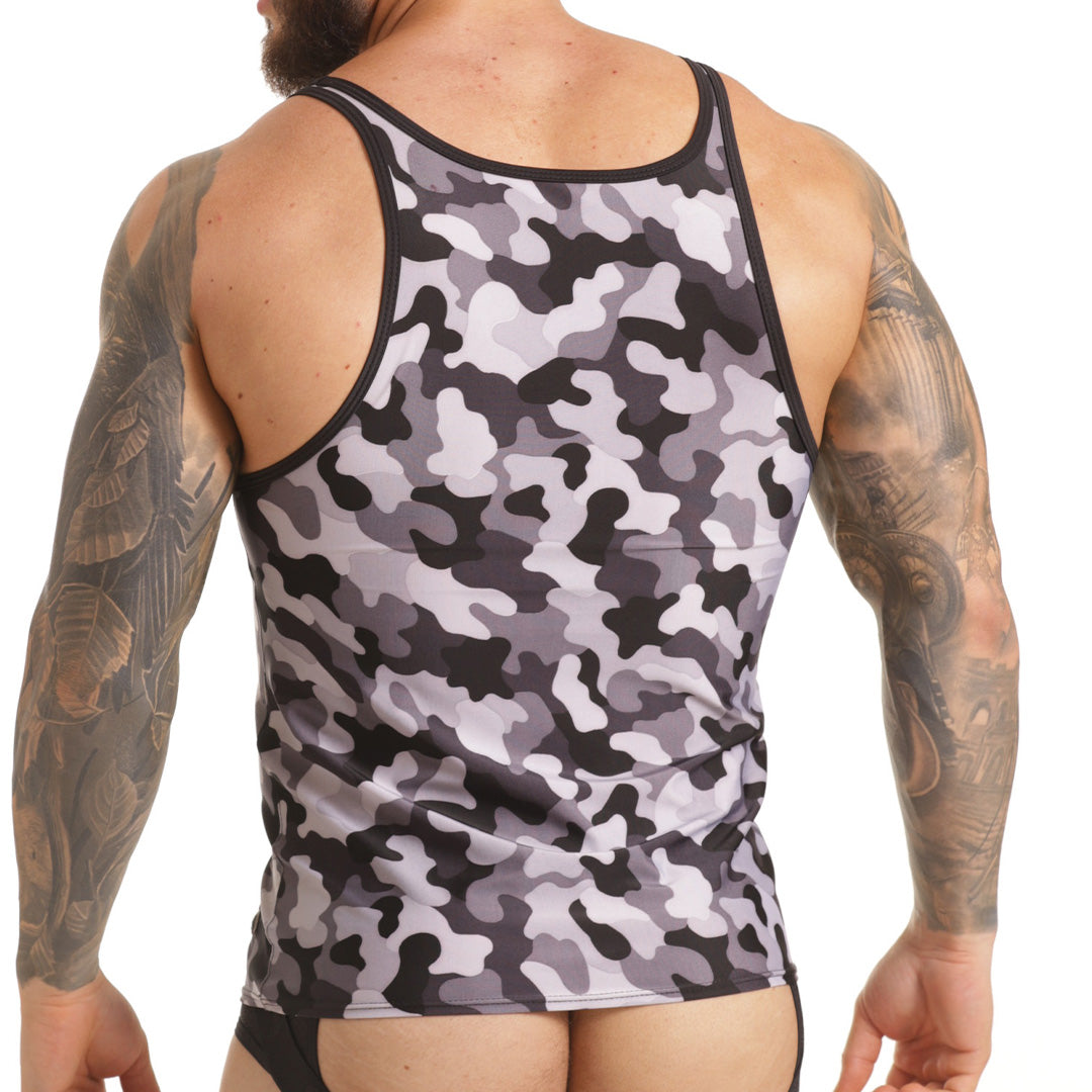 COMBAT GRAY TANK - Sexy camouflage printed t-shirt for men, sleeveless t-shirt