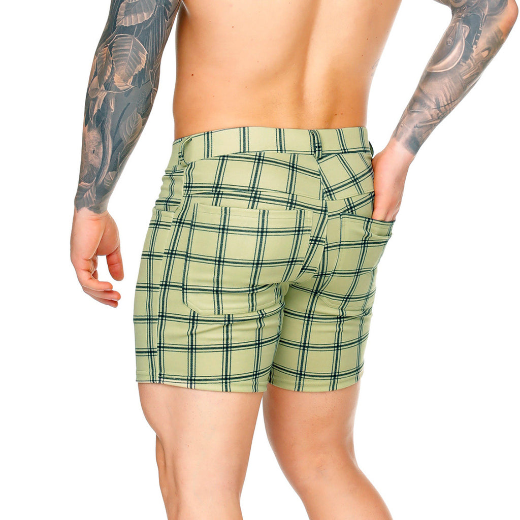 DYNASTY OLIVE SHORT - Men's checkered shorts