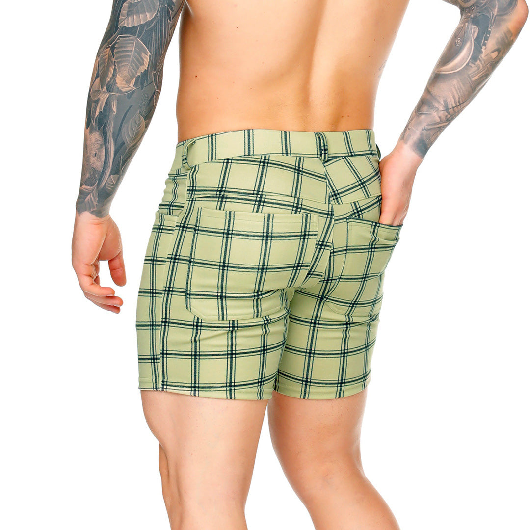 DYNASTY OLIVE SHORT - Men's checkered shorts
