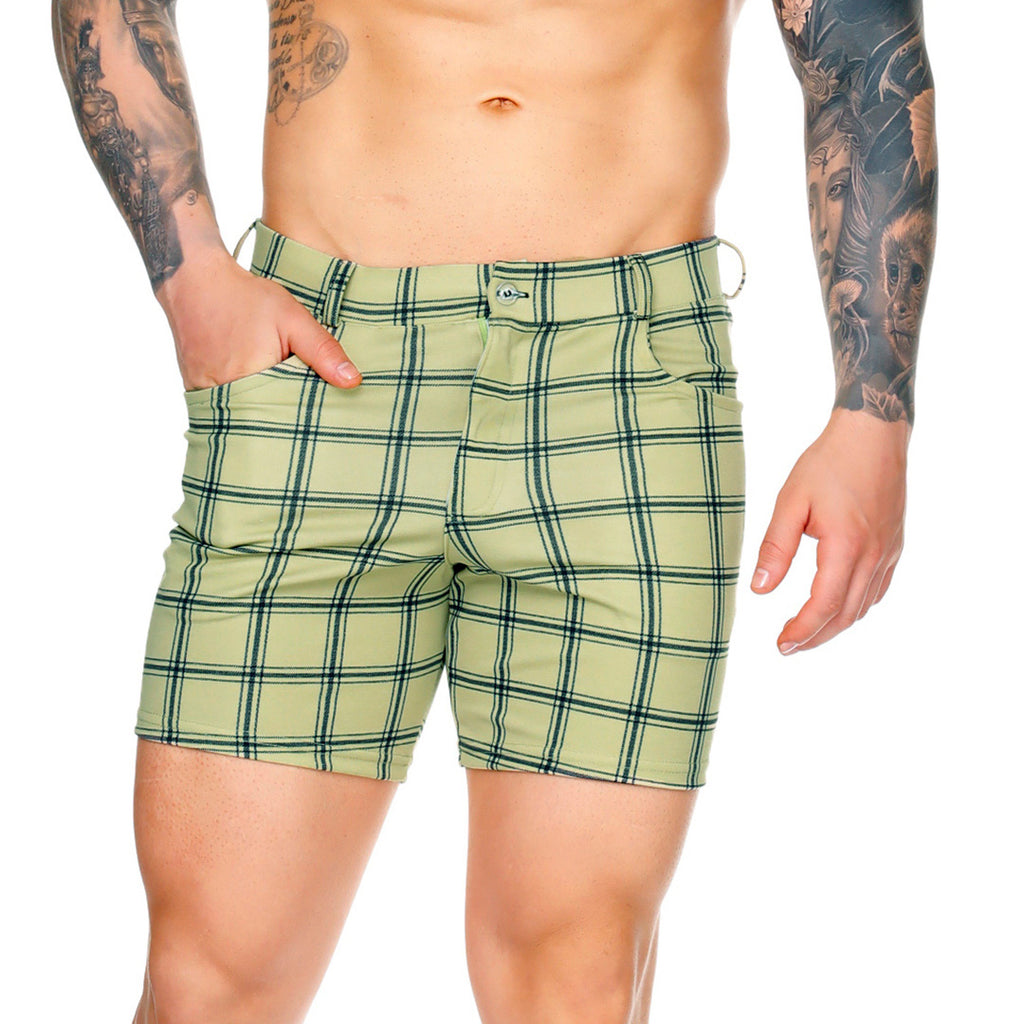 DYNASTY OLIVE SHORT - Men's checkered shorts