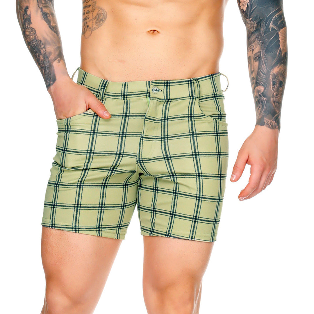 DYNASTY OLIVE SHORT - Men's checkered shorts