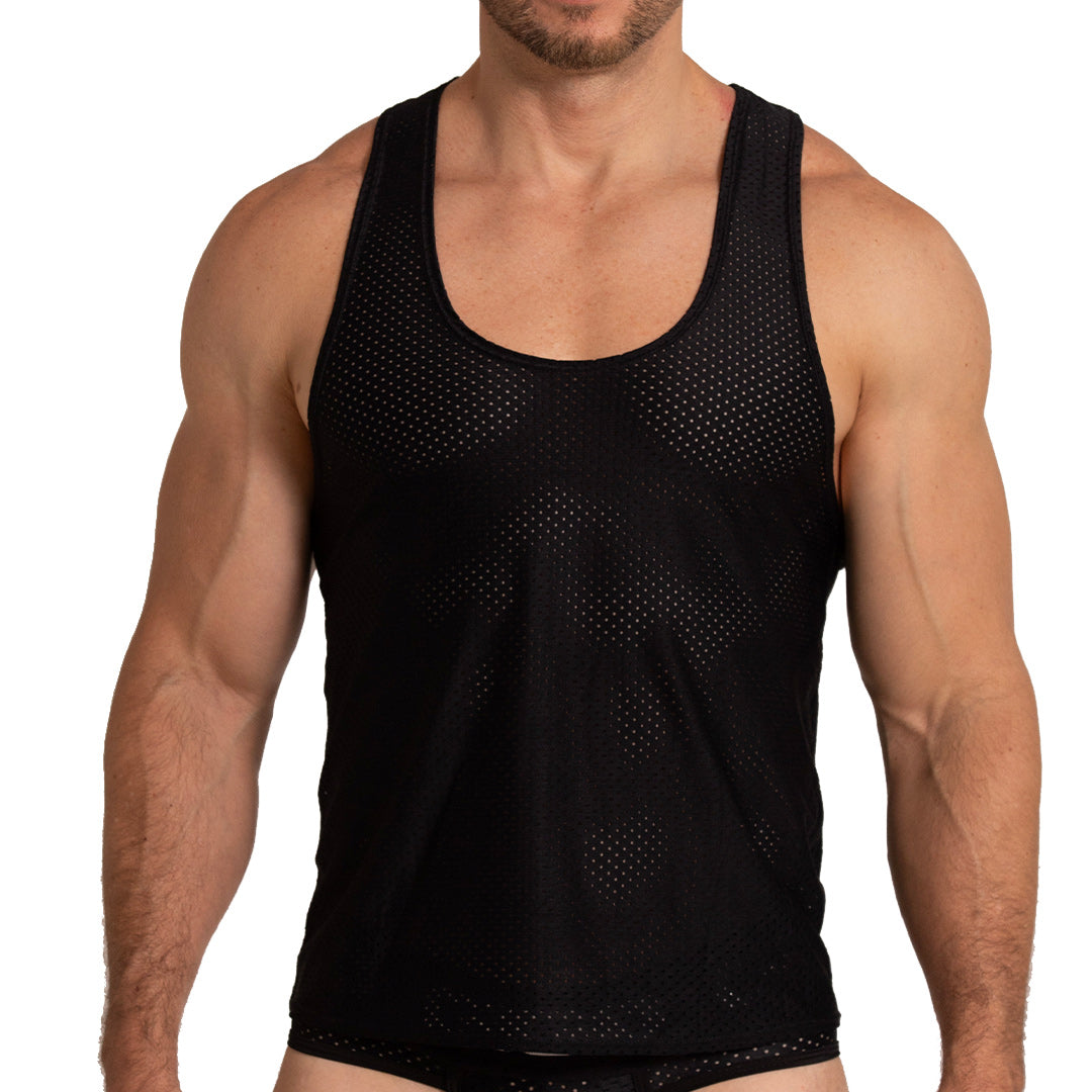 ENERGETIC BLACK TANK - Sexy men's black t-shirt, sleeveless shirt