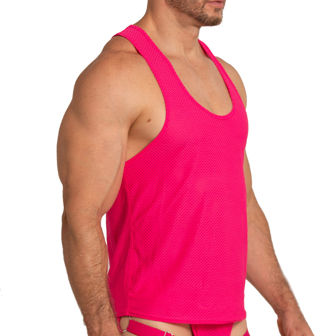 ENERGETIC FUCSHIA TANK - Sexy men's fuchsia t-shirt, sleeveless shirt