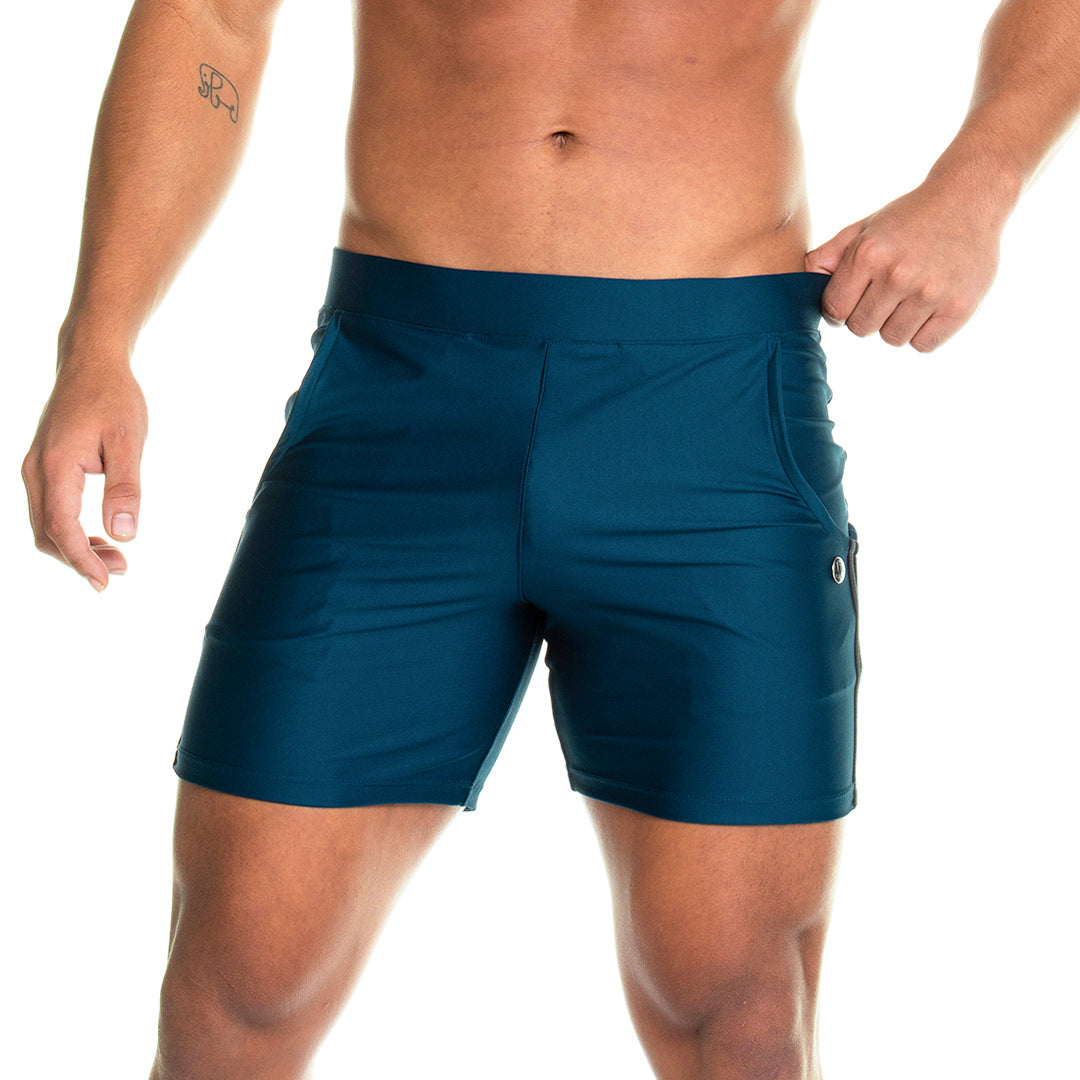 ENERGETIC GREEN SHORT - Olive green sport shorts for men