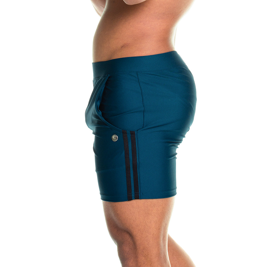 ENERGETIC GREEN SHORT - Olive green sport shorts for men