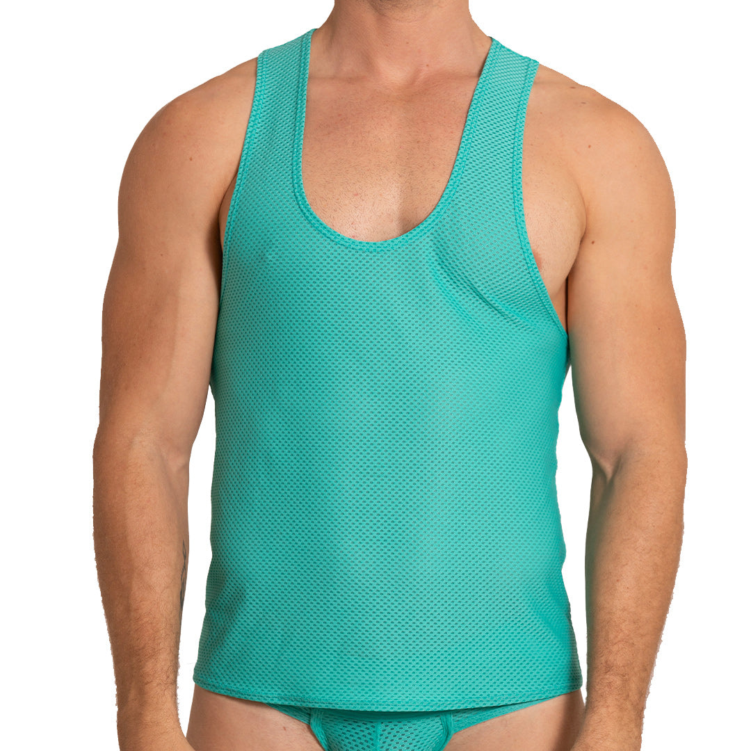 ENERGETIC GREEN TANK - Sexy men's green t-shirt, sleeveless shirt