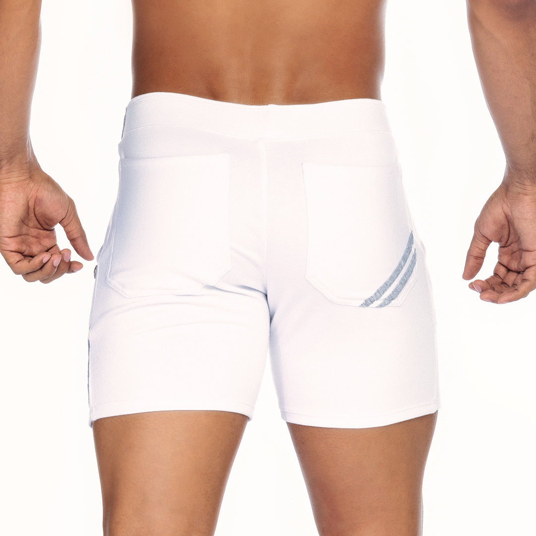 ENERGY WHITE SHORT - Men's white sport shorts